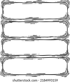 Comic page composition vector for backdrop layout. Black line graphic hand drawn illustration. Information box space for text, pictures, design. Decorative element border frame vintage hand drawing.