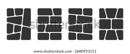 Comic page mockup set. Anime panels isolated on white background. Grids for storyboard or photo collage. Suitable for magazine, banner, poster or sketchbook. Vector graphic illustration.