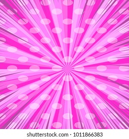Comic page pink background with light ovals radial and rays humor effects. Vector illustration