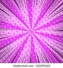 Comic page pink light background with rays radial and dotted humor effects. Vector illustration