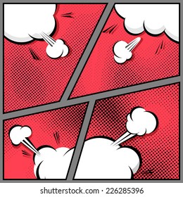 Comic page speech bubble pop-art explosion. Vector illustration