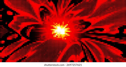Pintura cômica splash e efeito de luz brilhante. Ilustração de desenho animado de vetor de fundo de estilo de anime com cor de explosão líquida, explosão de chama abstrata com brilho de néon no centro, fundo de ataque de batalha