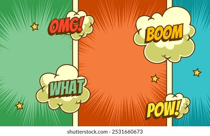 Comic panel background with cloud expression text