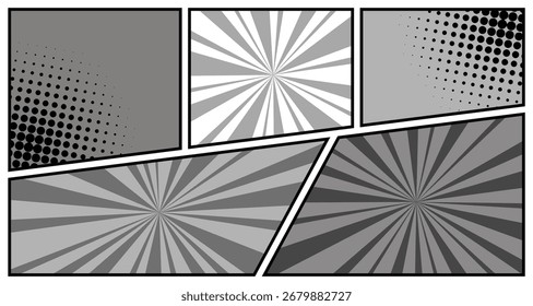 comic panel in black and white classic color background