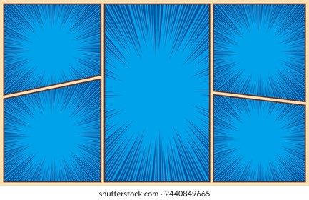 Comic panel blue background with burst radial effect