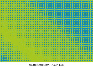 Comic pattern. Halftone background. Blue, green color. Dotted retro backdrop, panels with dots, points, circles, rounds. Design element for web banners, posters, cards, wallpaper, sites.