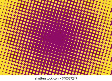  Comic pattern. Halftone background. Bordo, yellow color. Dotted retro backdrop, panels with dots, points, circles, rounds. Design element for web banners, posters, cards, wallpaper, sites.  