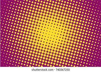  Comic pattern. Halftone background. Bordo, yellow color. Dotted retro backdrop, panels with dots, points, circles, rounds. Design element for web banners, posters, cards, wallpaper, sites.  