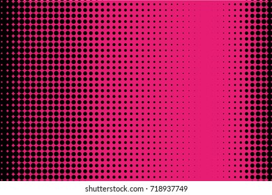  Comic pattern. Halftone background. Pink and black color. Dotted retro backdrop, panels with dots, points, circles, rounds. Design element for web banners, posters, cards, wallpaper, sites.  