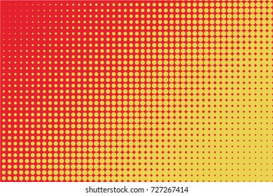 Comic pattern. Halftone background. Yellow, red color. Dotted retro backdrop, panels with dots, points, circles, rounds. Design element for web banners, posters, cards, wallpaper, sites