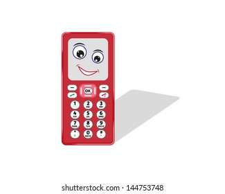 comic phone with eye and smile and shadow