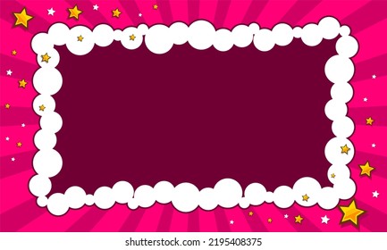 Comic Pink Background With Cloud Frame Background