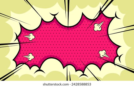 Comic pink background with cloud frame illustration