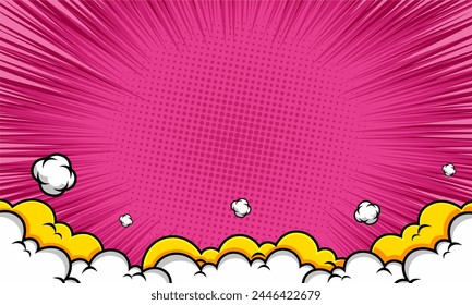 Comic pink background with cloud frame