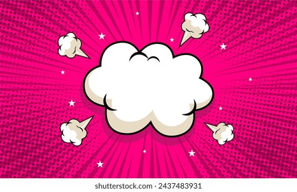 Comic pink background with cloud illustration