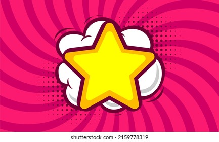Comic pink background with star illustration