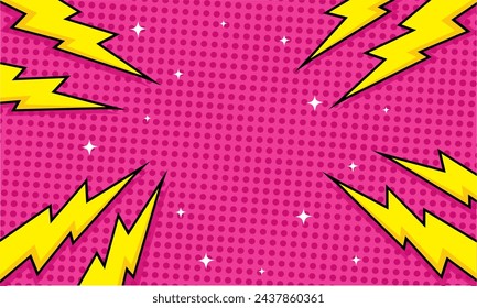 Comic pink background with thunder 