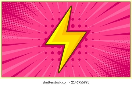 Comic pink background with thunder flash illustration