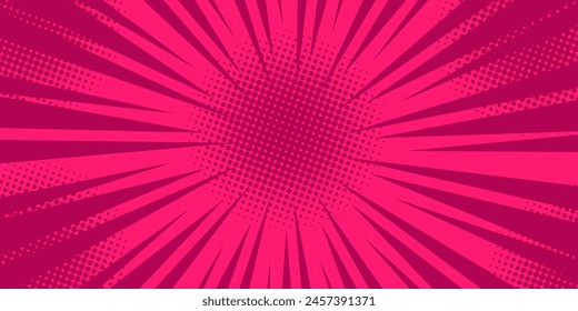 Comic pink burst background with dot