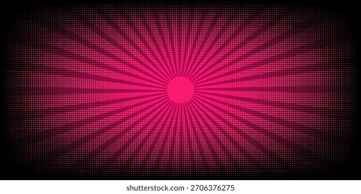 Comic pink burst background with halftone