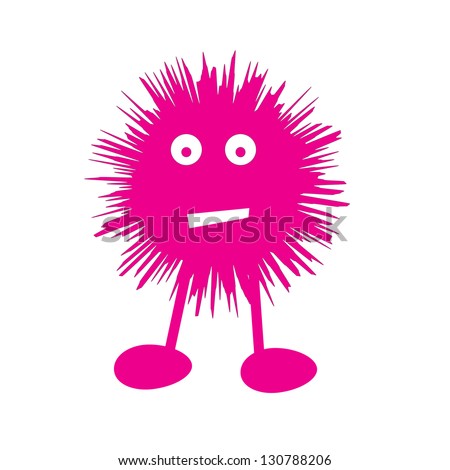 Comic pink figure with shocked expression