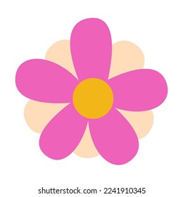 Comic rosa tropische Blume, Vektorgrafik. Cartoon einzeln auf weißem Hintergrund. Sommer, Urlaubskonzept