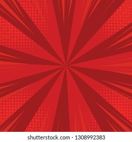 Comic pop art background speed lines halftone dots with high quality on Red color - Cartoon Vector Illustration eps 10
