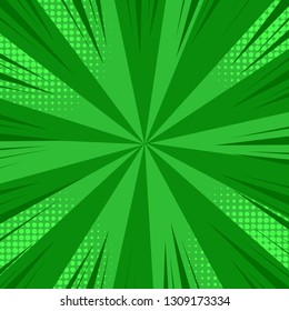 Comic pop art background speed lines halftone dots with high quality on Green color - Cartoon Vector Illustration eps 10