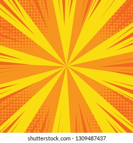 Comic pop art background speed lines halftone dots with high quality on Orange color - Cartoon Vector Illustration eps 10