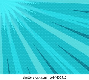 Comic pop art background speed lines halftone dots. Vector Illustration