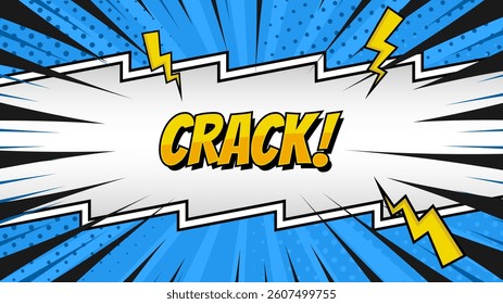 Comic pop art background. Vintage retro design. Blue radial backdrop with halftone elements.