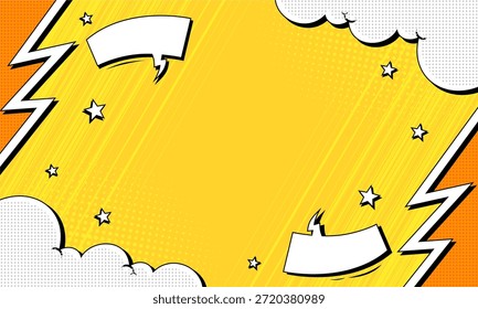 Fondo en blanco del arte pop del cómic con la burbuja en blanco del discurso