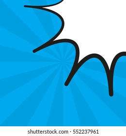 Comic pop art blue background with halftone shadows and clouds beams. Vector mock-up of a typical comic book page. Illustration eps 10 template retro design.