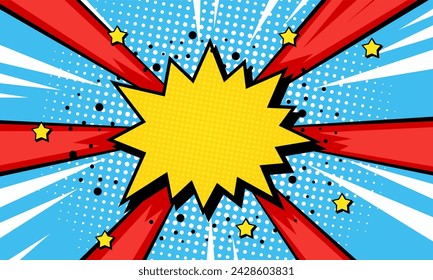 Comic pop art burst background with star