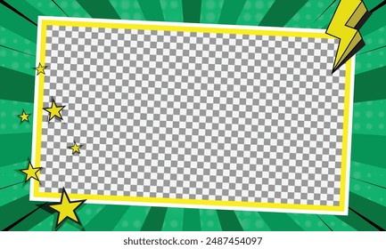 Comic pop art cartoon frame background with blank layout photos design