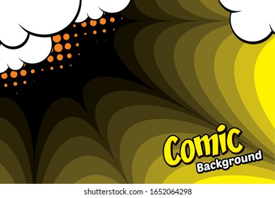 Comic pop art cloud bubble. Funny speech bubble. Trendy Colorful retro vintage background in pop art retro comic style. Illustration easy editable