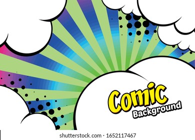 Comic pop art cloud bubble. Funny speech bubble. Trendy Colorful retro vintage background in pop art retro comic style. Illustration easy editable