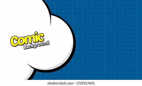 Comic pop art cloud bubble. Funny speech bubble. Trendy Colorful retro vintage background in pop art retro comic style. Illustration easy editable