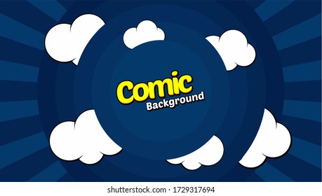Comic pop art cloud bubble. Funny speech bubble. Trendy Colorful retro vintage background in pop art retro comic style. Illustration easy editable