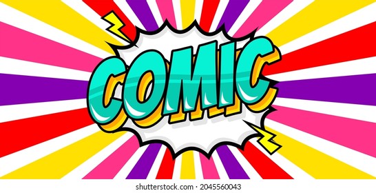 Comic pop art cloud bubble. Funny speech bubble. Trendy Colorful retro vintage background in pop art retro comic style. Illustration easy editable