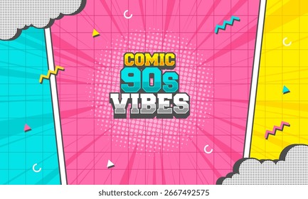 Comic pop art colorful 90s vibes style background