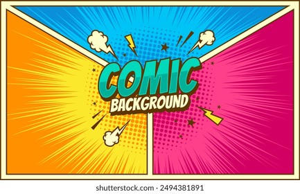 Comic pop art colorful background template