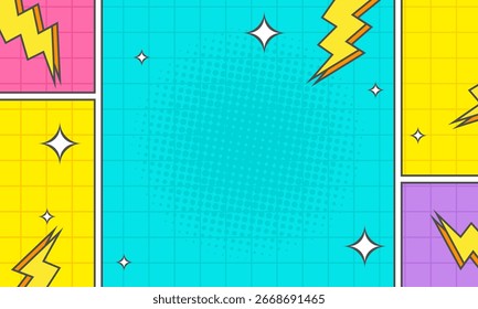 Comic pop art colorful background template