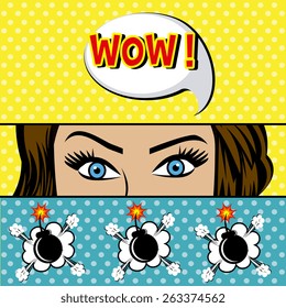 Comic pop art colorful design, vector illustration.