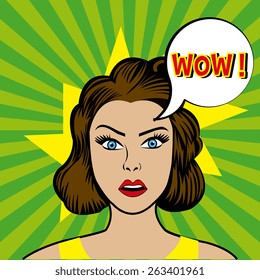 Pop Art Face Sexy Young Woman Stock Vector (Royalty Free) 1039197841 ...