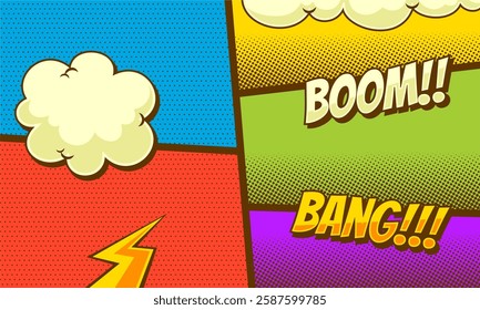 Comic pop art design background with speech bubble and text expression