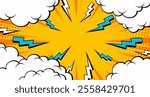 Comic pop art energetic thunder burst background