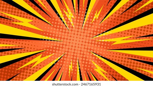 Comic pop art energetic thunder burst background