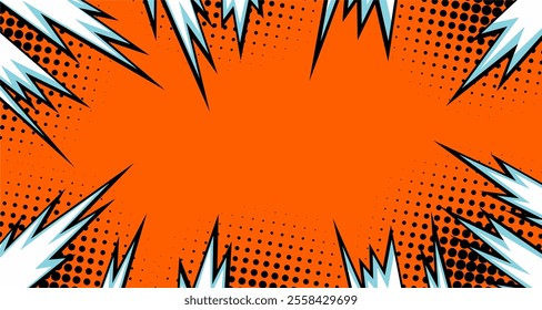 Comic pop art energetic thunder burst background