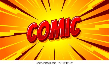 comic pop art orange background with thunder bolt
